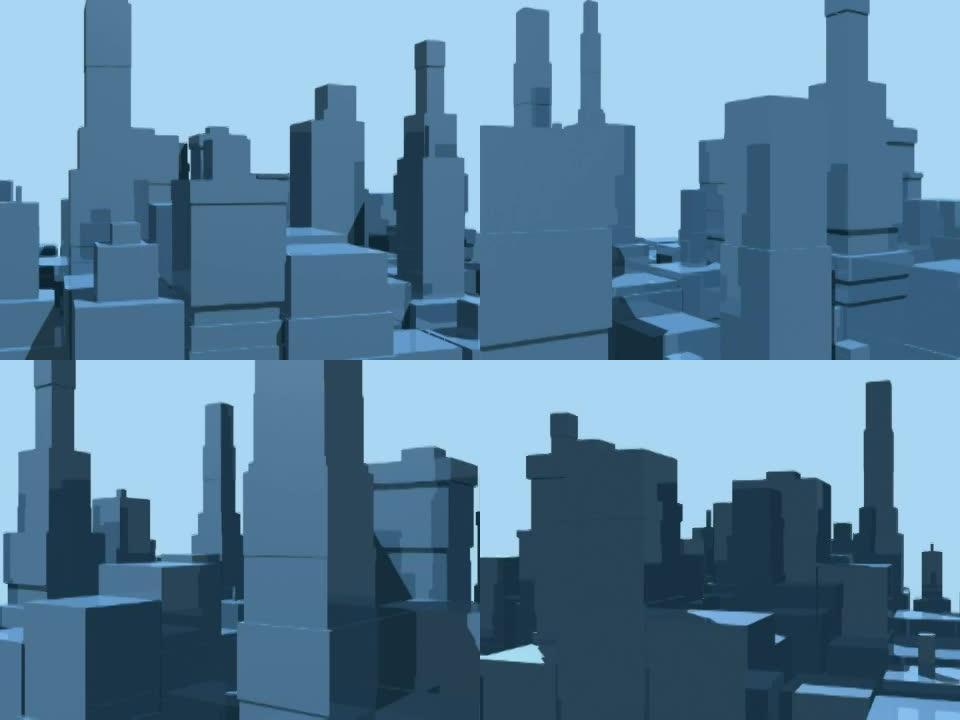 3D科技城蓝色。可循环。伙计。