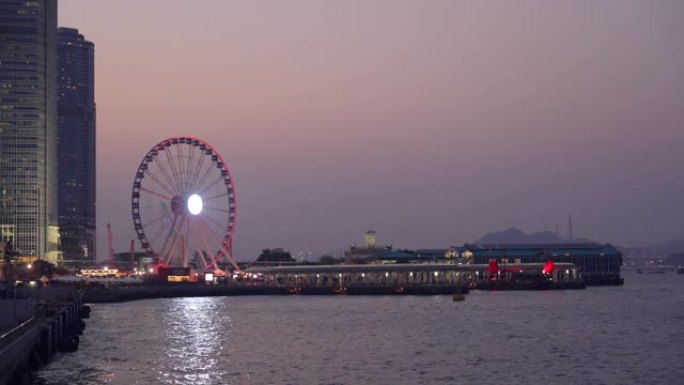 香港的摩天轮儿童乐园夜景视频素材游乐场夕