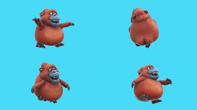 有趣的3D卡通orang outan舞蹈 (带阿尔法频道)