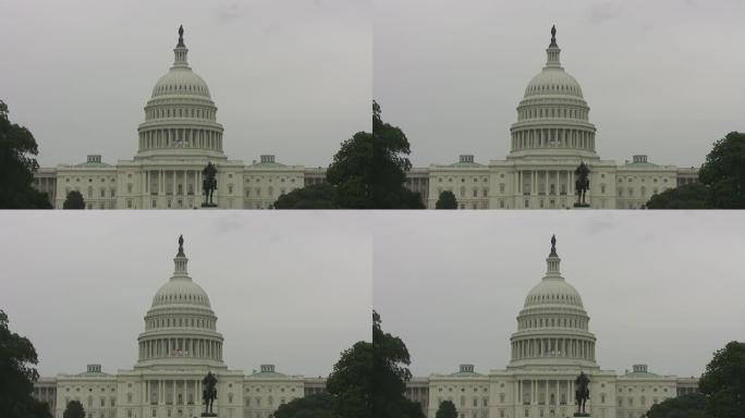 美国国会——国会大厦和格兰特雕像的全景——高清
