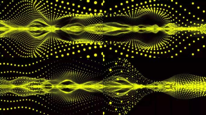 4k抽象数字粒子波黄色背景