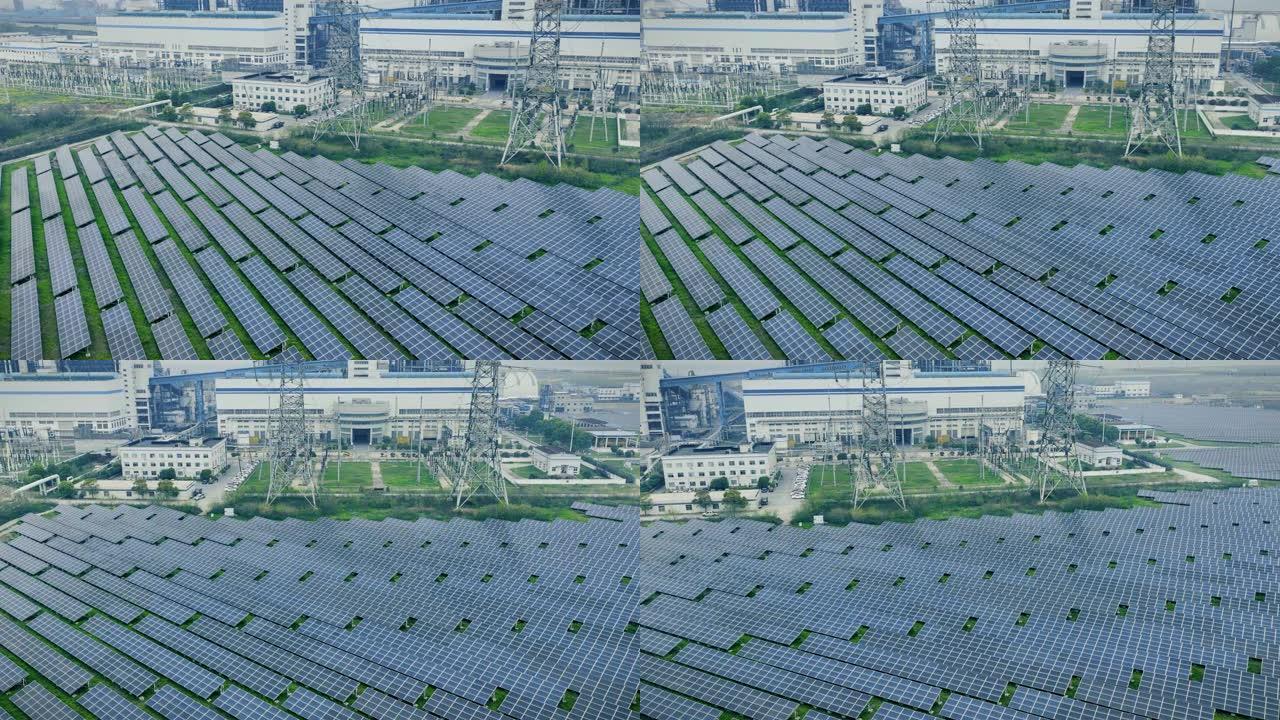 工业园区的太阳能电池板