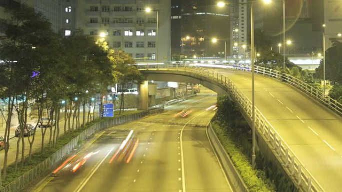 香港高速公路夜间时间流逝