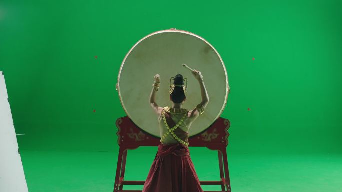 击鼓绿幕抠像 中国大鼓 传统文化