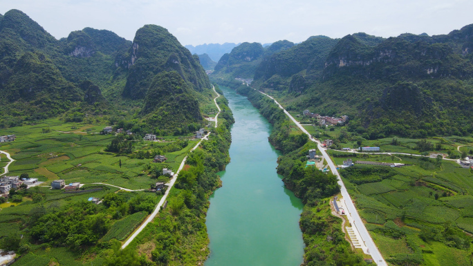 广西红水河航拍都安段河流山水水质水域4K