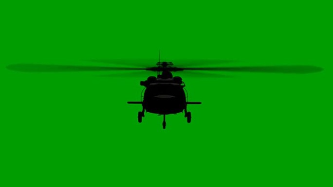 在绿色屏幕上飞行的直升机