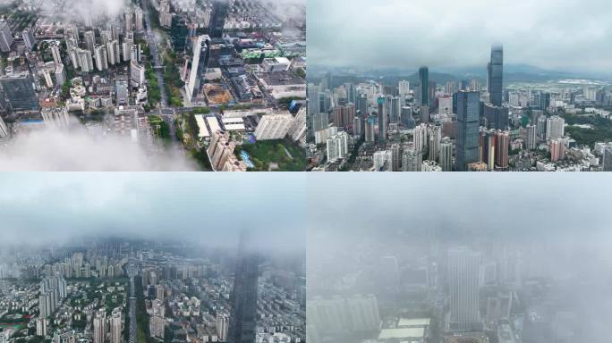 5K鸟瞰航拍暴风雨来临前的深圳全景合集