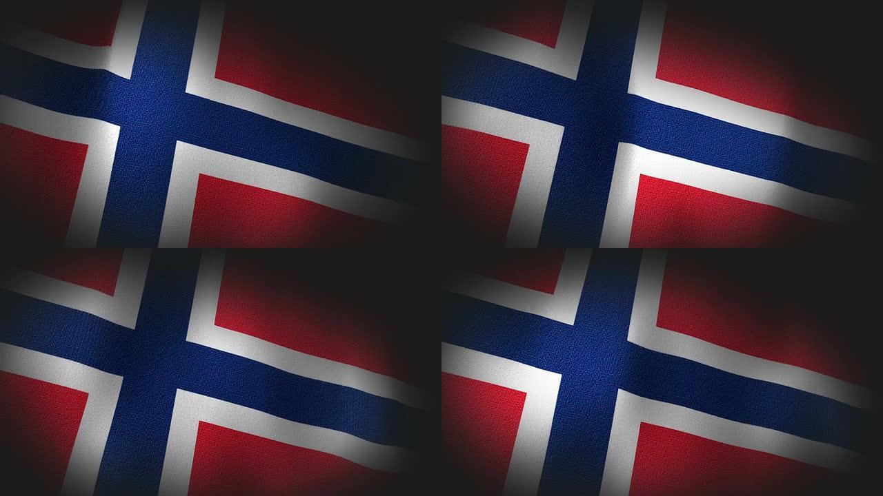 挪威3D动画，挪威国旗特写画布纹理