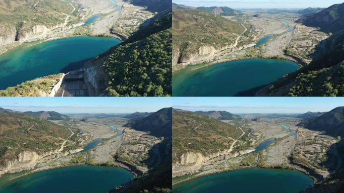 智利的like Colbun上的水力发电大坝视图
