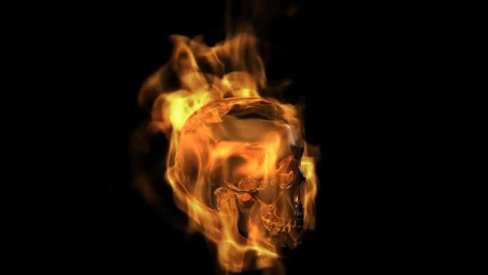 火热的头骨3d动画与阿尔法哑光 (高清)