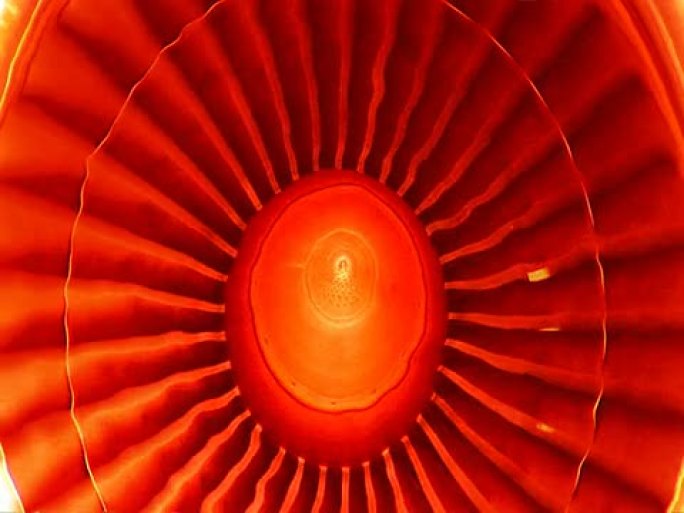 红色无缝循环中的喷气涡轮发动机