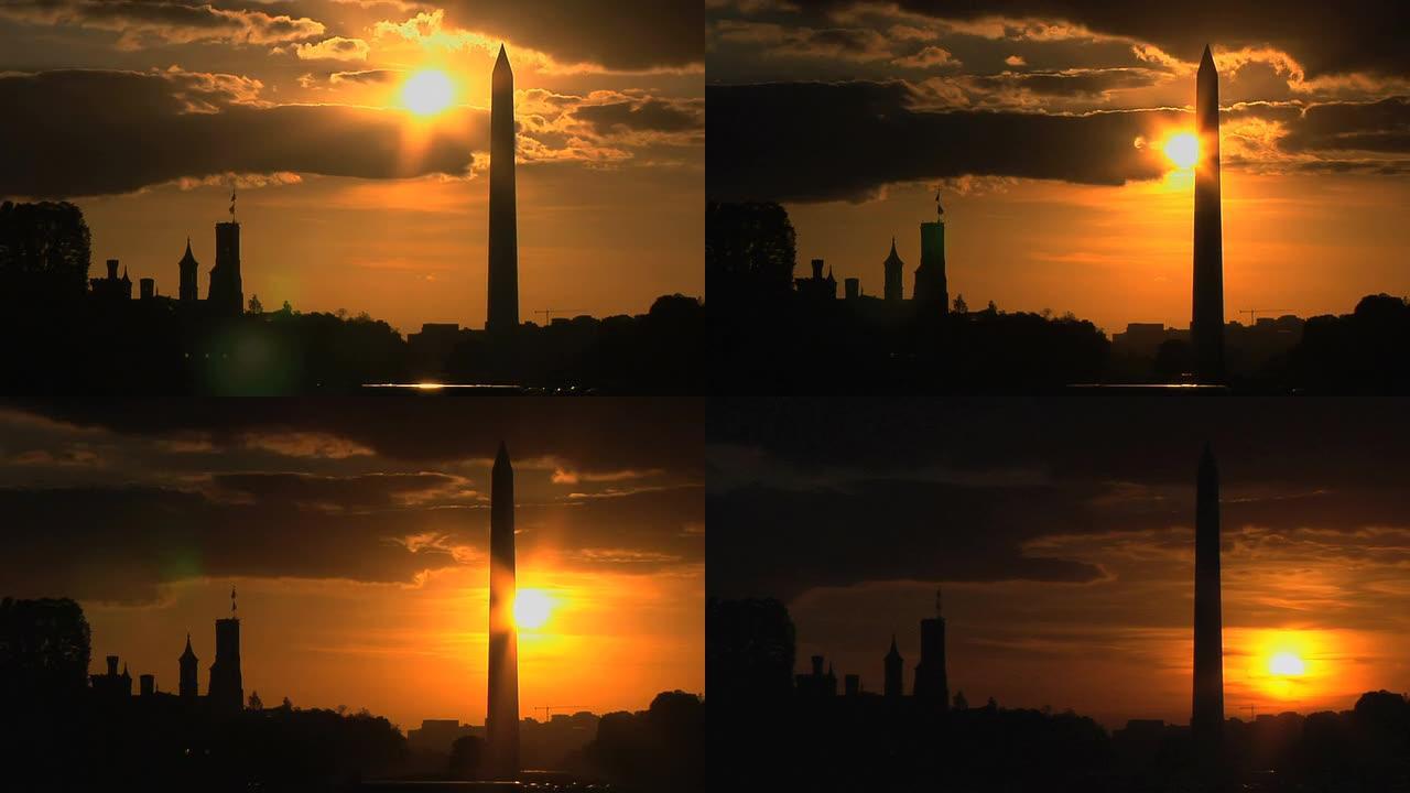 HD:华盛顿纪念碑后的日落