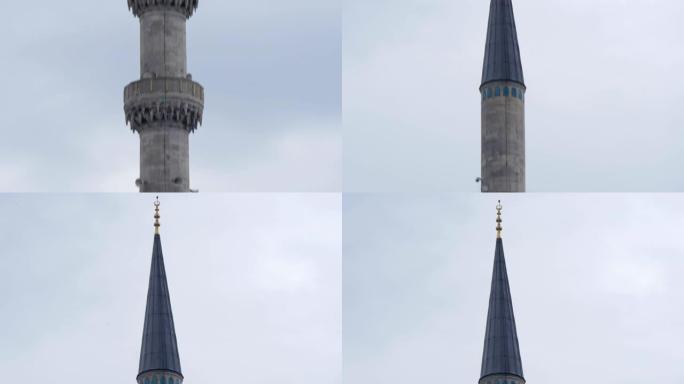 清真寺塔尖峰上的鸟