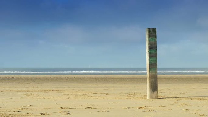 海滩上的木柱