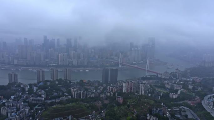 航拍雾都重庆地标建筑