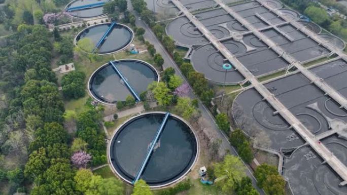 环境保护水处理厂的鸟瞰图