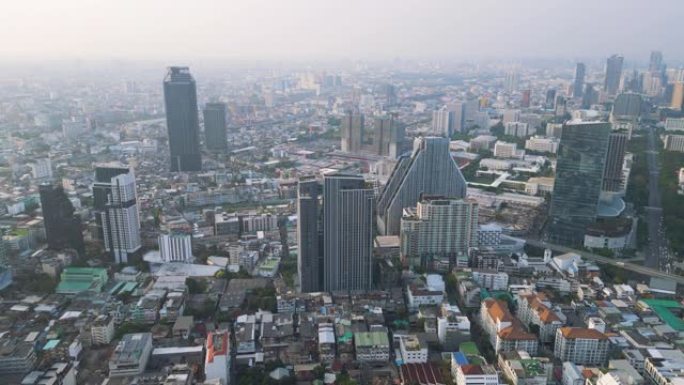 曼谷市中心鸟瞰图城区城建航拍鸟瞰国外外国