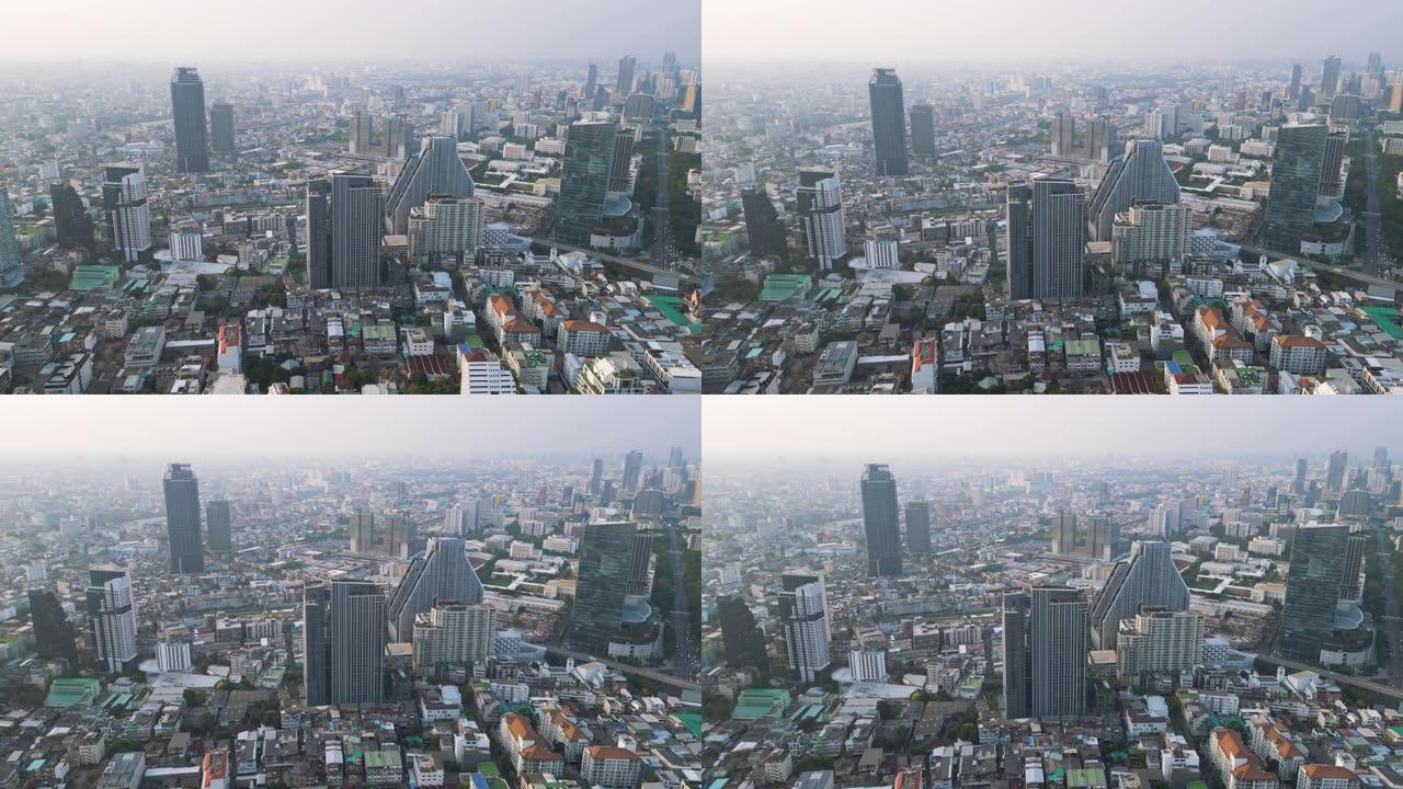曼谷市中心鸟瞰图城区城建航拍鸟瞰国外外国