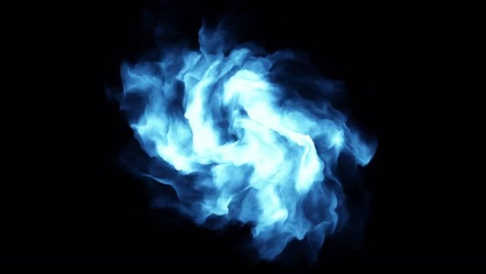 黑色空间上扭曲的蓝色神秘烟雾
