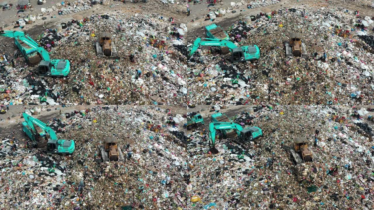垃圾填埋场鸟瞰图回收利用清理处理