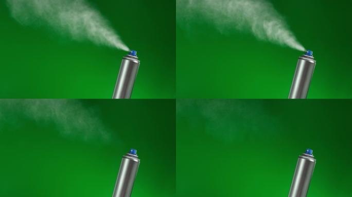 银色喷雾可以在绿色背景上模拟喷涂