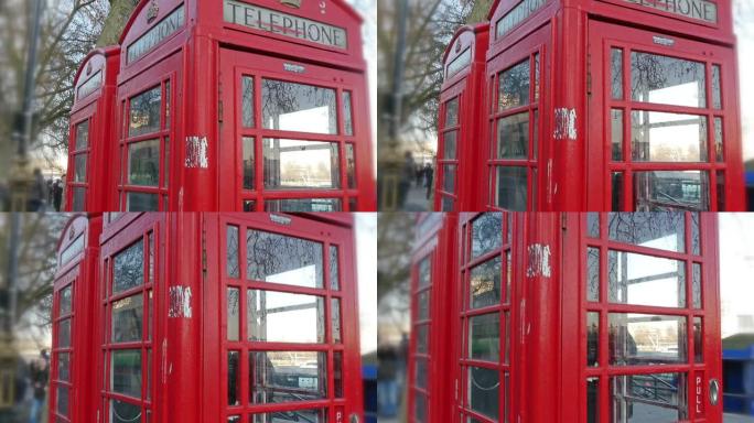 仔细观察伦敦的红色电话亭
