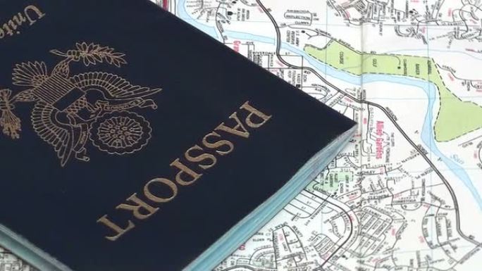 美国护照和地图-高清