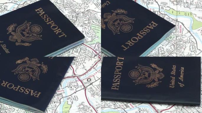 美国护照和地图-高清
