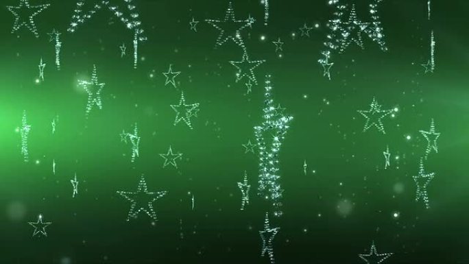 闪闪发光的圣诞星星背景绿色。