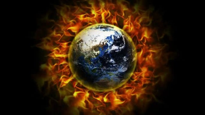 火热的地球被摧毁，火焰背景，带有Alpha通道