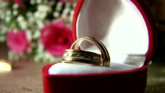 盒子里的结婚戒指，特写