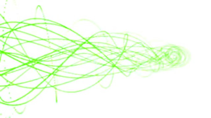 白色上孤立的抽象流动绿线