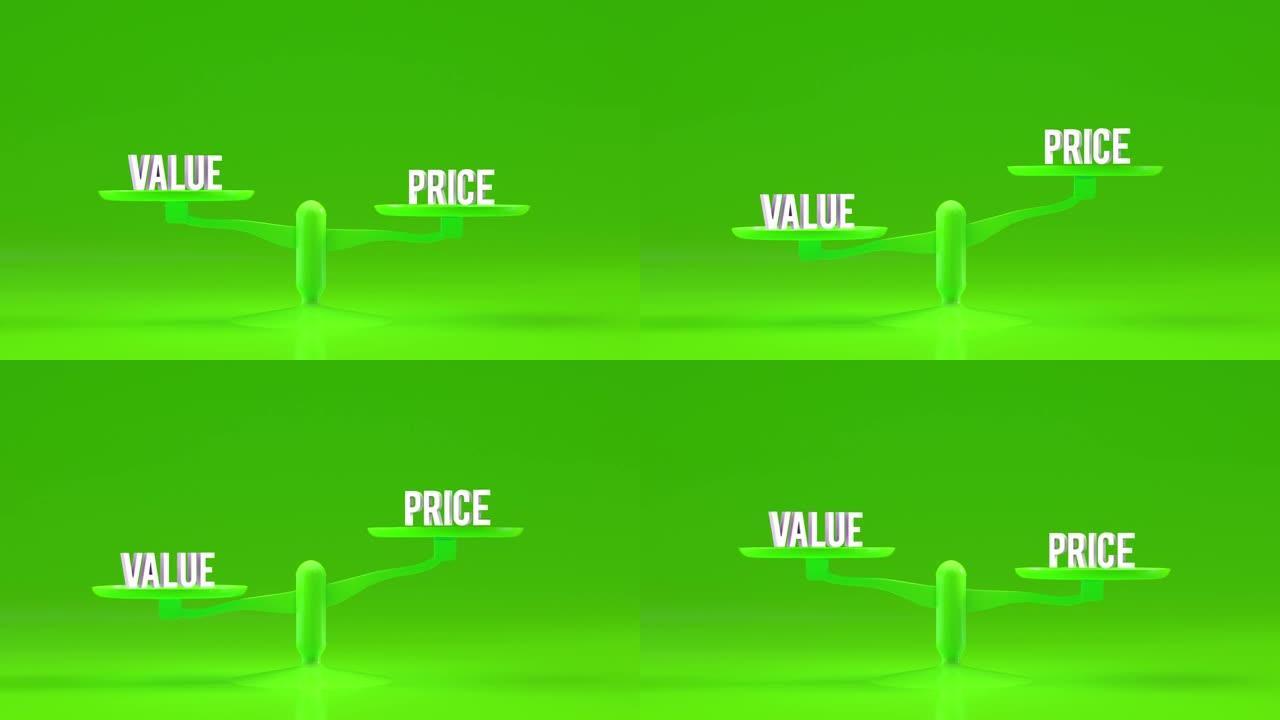 价值和价格权重，平衡，比例循环动画背景