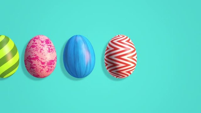 复活节高兴地庆祝着五颜六色的鸡蛋滚动