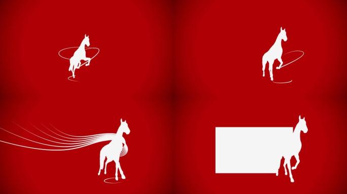 马在红色背景上奔驰