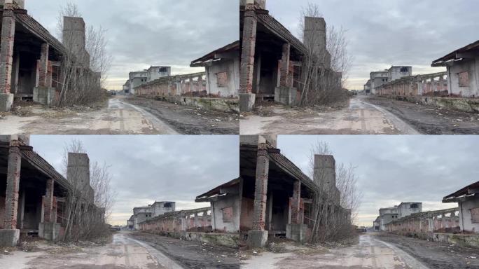 Vinnytsia乌克兰化学家植物废墟和植物废墟随着时间的推移，它看起来越来越像贝壳被击中并摧毁了周