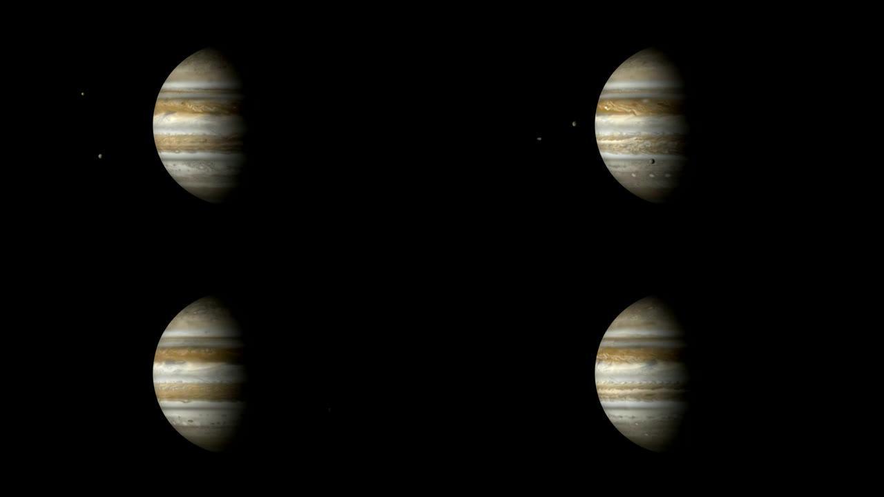 木星和卫星时间流逝 (CGI) (可循环)