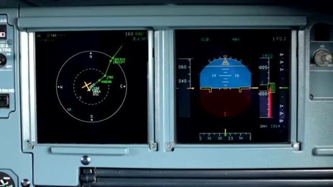 玻璃驾驶舱。电子甲板面板，飞机的显示控制，空客A319 A320起飞或降落的准备