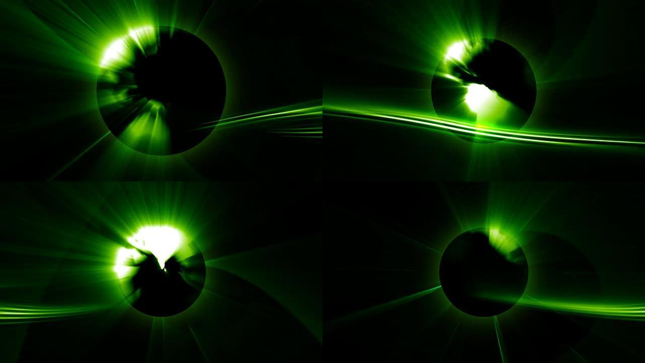黑色星球和绿色射线