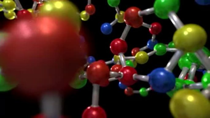 分子球和棒模型飞越原子化学生物科学技术