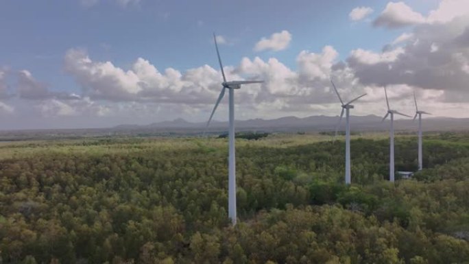 风力涡轮机在岛上产生能量