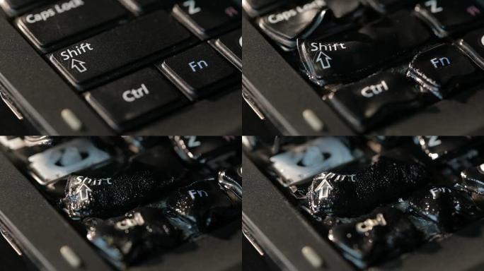 电脑键盘熔化高温