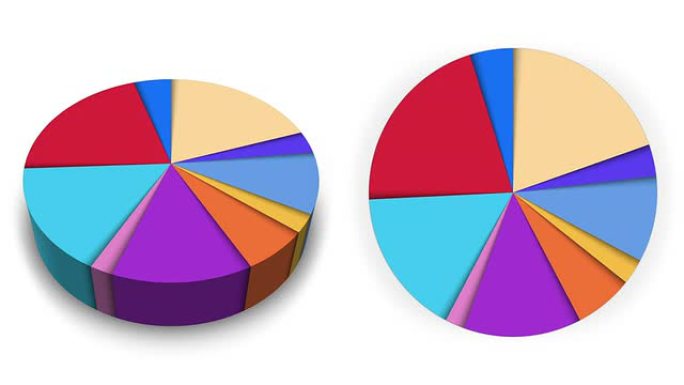 动画饼图，十个部分。四个版本。哑光。