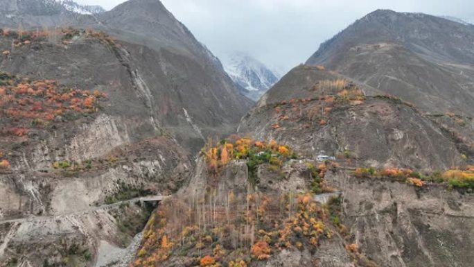 巴基斯坦北部喀喇昆仑山脉风景优美的鸟瞰图