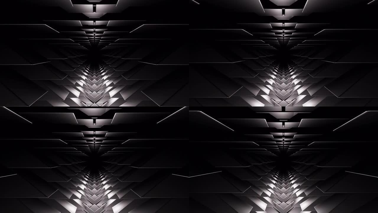 抽象几何黑白未来隧道动画背景