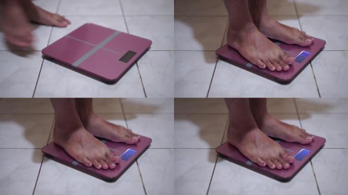 人脚站立体重秤，检查BMI体重减轻。赤脚测量身体脂肪超重