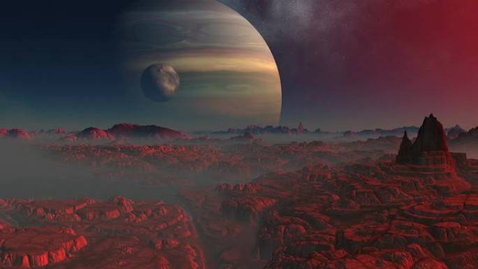 气体巨人，月亮和红色星球