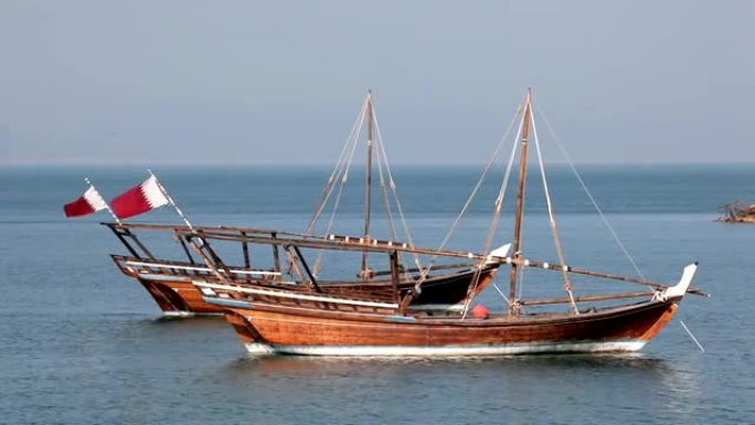 卡塔尔多哈的传统阿拉伯单桅帆船