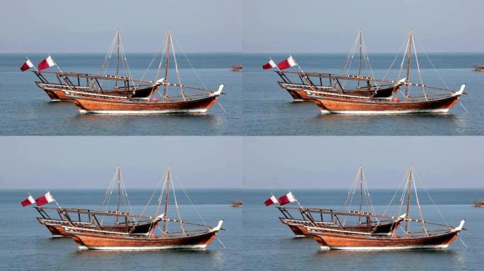 卡塔尔多哈的传统阿拉伯单桅帆船