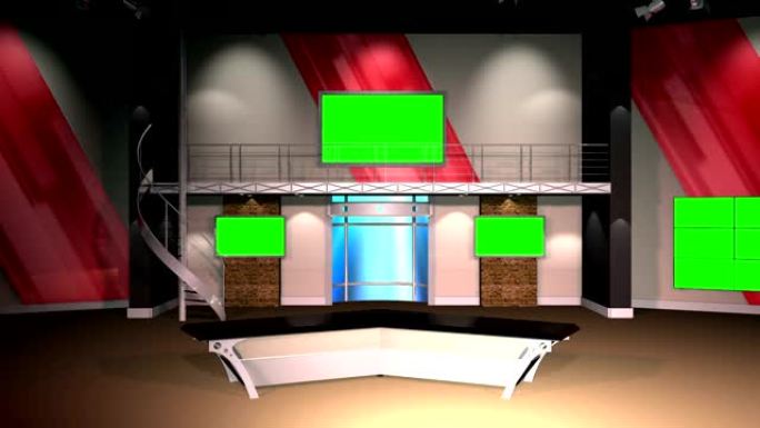 虚拟集12广角新闻编辑室工作室背景拍摄